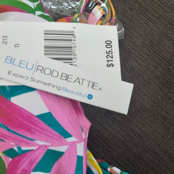 Bleu Rod Beattie Women's Fantasy Island floral Bandeau One Piece Swimsuit Size 8 - Picture 7 of 12